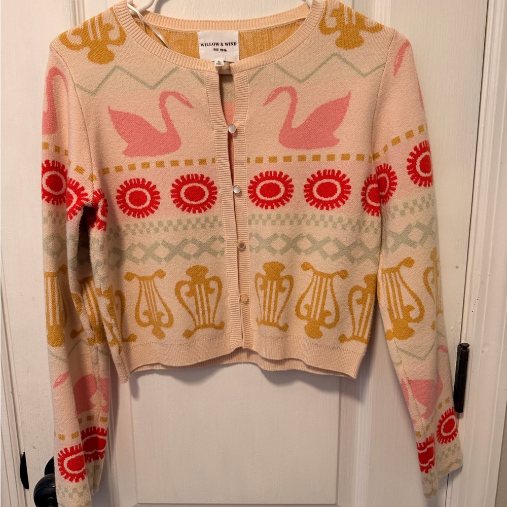Willow & Wind Women's Swan Pattern Cardigan